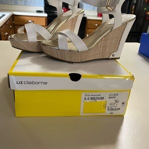 White leather platforms